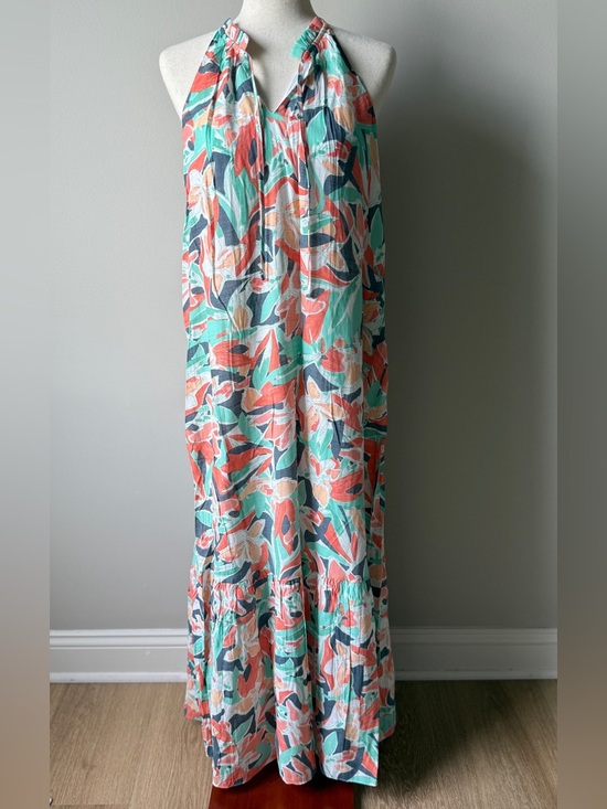 Nine West Dresses & Skirts - Nine West Sleeveless Maxi Dress White with Mint, Coral & Navy Tropical Print